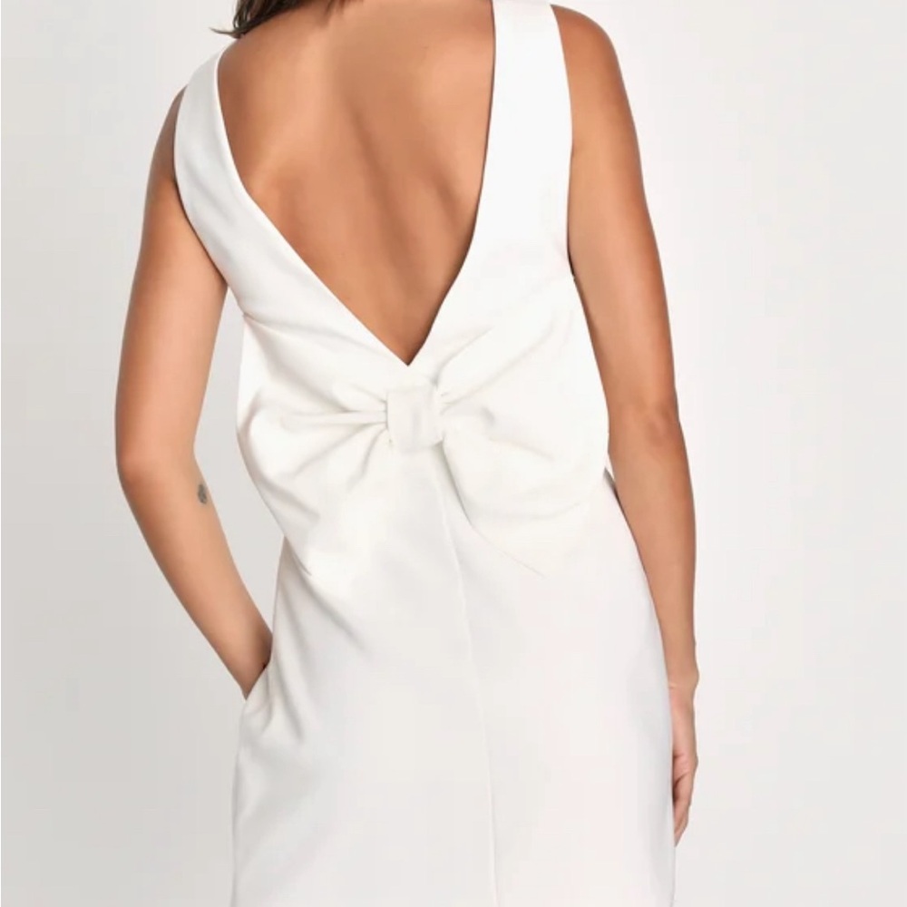 Lulus Blissfully Beaming White Sleeveless Bow Mini Dress